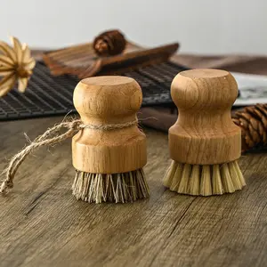 2pcs set Gift box natural scrub washing pot brush durable portable bamboo dish brush for kitchen