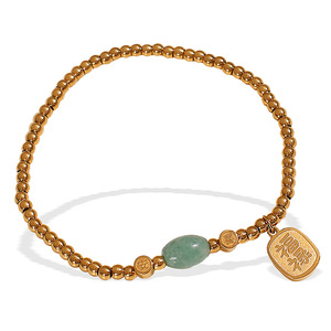 Chinese Style Gold Plated Titanium Steel Beaded <b>Bracelet</b> With Natural Stone Charm For Women Gift Jewelry - Product Image 5