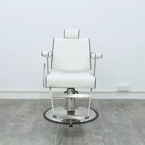 Silla de Barbero Sulin Elegante de Cuero Blanco, Bomba Hidráulica de Alta Resistencia, Respaldo Ajustable, Estructura Metálica, Duradera y Atractiva - Product Image 1