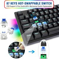 Clavier de jeu mécanique filaire E-YOOSO 87 touches avec rétroéclairage LED RGB, combo souris, interrupteurs bleus à échange à chaud, 4000 DPI, design ergonomique