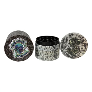 <b>Herb</b> <b>Grinder</b> 63mm Round Zinc Alloy Magnetic Lid Dry <b>Herb</b> <b>Grinder</b> with Full Printed Art Design for Smoking Accessories - Product Image 3