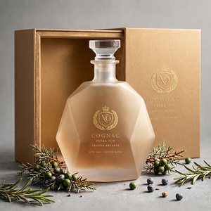 Bouteille en verre super flint taillée au diamant de 700 ml, forme unique, vide, pour spiritueux, liqueur, whisky, brandy, emballage personnalisé, vente en gros, OEM - Product Image 3