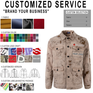 Custom Factory sviluppare misure di valutazione <span class=keywords><strong>Tech</strong></span> Pack Ready Light Fade Blue Wash tasche con lembo per il petto robuste da lavoro giacca in Denim da uomo - Product Image 4