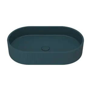 Lavabo da bagno in cemento nero a forma di pillola di design ODM