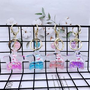 Creative Acrylic Liquid Keychain Unicorn Daisy <b>Floating</b> Keychain Charm Bag Pendant Kids Gift - Product Image 3