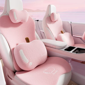 Ensemble de coussins de siège de voiture en peluche Apple Happiness pour Golf Civic, hiver, dessin animé, rouge/rose, 12 pièces, ensemble complet avec coton creux - Product Image 1