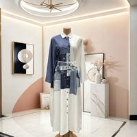 Robe d'été tendance 2026 à blocs de couleur et col en V, tenue de bureau élégante et professionnelle, vêtement quotidien modeste pour femmes africaines