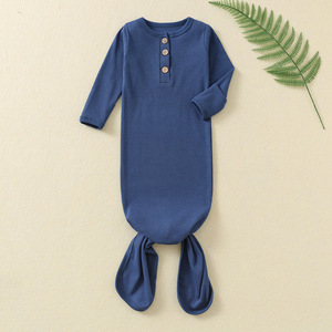 Batas de manga larga con nudo para bebés, pijamas de <span class=keywords><strong>Hospital</strong></span> que vienen a casa, traje suave con botones para bebés, niños y niñas, vestido anudado para recién nacidos - Product Image 4