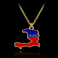 Collier pendentif carte de l'Haïti, couleur or, pour homme et femme, bijoux carte du pays, cadeau République d'Haïti