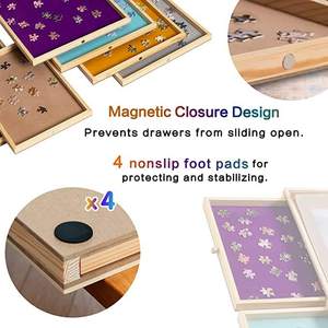 Puzzle di legno Puzzle mobili da tavolo con quattro cassetti per bambini di smistamento artigianato legno scatole di legno cartelli da parete - Product Image 4