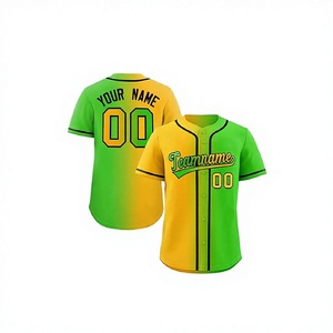 Camiseta de béisbol personalizada con gradiente verde y amarillo, unisex, para adultos, manga corta, transpirable, con estampado sublimado, nombre del equipo 00 - Product Image 1