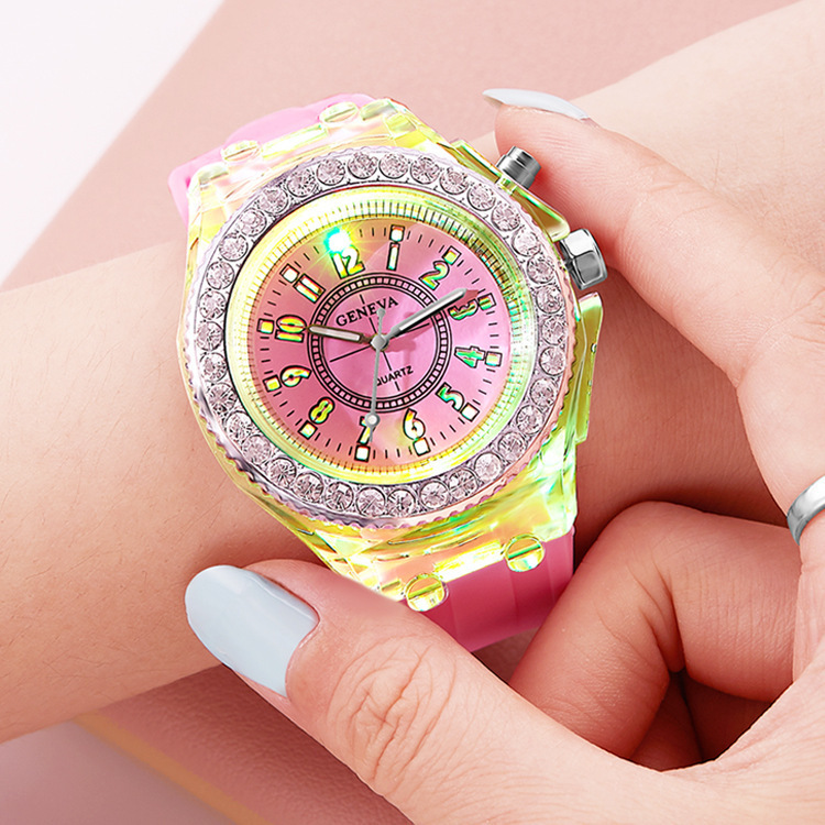 Geneva Pink Women's Wrist Watch with Rhinestone Crystals