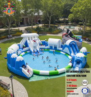 NOVA E-commerce Commercial Parc aquatique gonflable extérieur en PVC 0,55-0,9 MM avec toboggan et piscine rebondissante