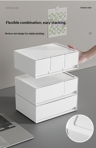 Boîte de rangement en plastique multi-niveaux, anti-poussière, de type tiroir, pour cosmétiques et bijoux, au design simple et élégant, à combiner librement - Product Image 5