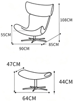 360 °   Fauteuil pivotant en cuir Napa avec repose-pieds, 130 °   Fauteuil inclinable ergonomique pour salon et chambre à coucher