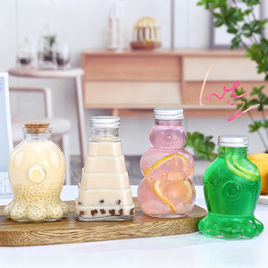 Bouteille de boisson <span class=keywords><strong>en</strong></span> verre de forme unique, arbre de Noël, bonhomme de neige, pieuvre, 300 ml, réutilisable, vente chaude - Product Image 4