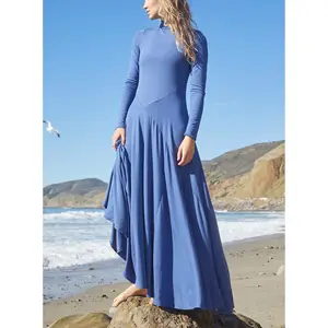 Women Spring Dress Robe Female Plus Size Women Clothing Casual Dresses Long Sleeve ONeck Oversize Casual Long Maxi Dress