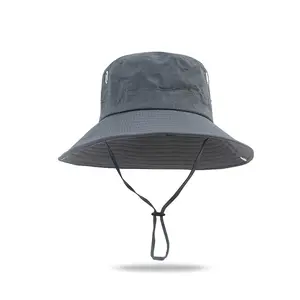 Top Quality Sunshade Breathable Multi Color Polyester Logo Custom Pattern String Big Bucket Hat For Traveling