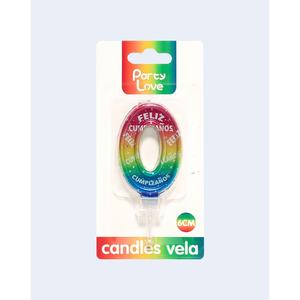 Vela de Cumpleaños con Número 0 Multicolor de 6 cm para Decoración de Pasteles - Product Image 1