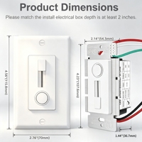 Regulador de Intensidad LED Hooanke con Certificación ETL, AC a DC 24V, Controlador Integrado de 10A, Carga Máxima 60W/80W, Control Deslizante Suave para Montaje en Pared