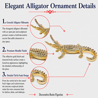 Statue de crocodile en résine dorée électroplaquée, sculpture animale de luxe, ornement de bureau pour la maison, le salon, le bureau, décoration de table, cadeau