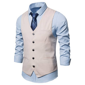 Chaleco Casual para <span class=keywords><strong>Hombre</strong></span>, Cuello en V, Chaleco de Traje de Un Solo Pecho, Color Sólido, Formal de Negocios, para Trabajo, Fiesta, <span class=keywords><strong>Boda</strong></span>, Esmoquin, Chaleco Masculino - Product Image 3