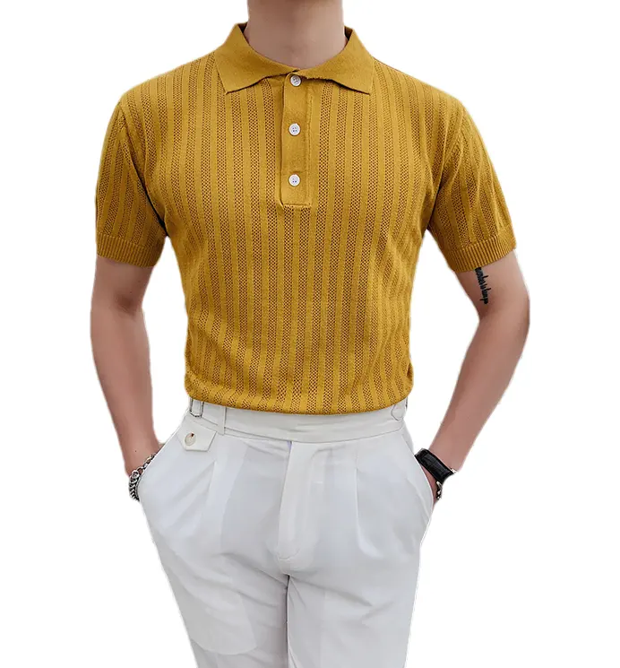 2021 new high quality style clothing manufacturers wholesale knitting tshirt men casual British style t shirt men Custom logo