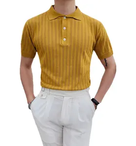 Camiseta de tejido para hombres, camisa de estilo británico informal con logotipo personalizado, alta calidad, venta al por mayor, novedad de 2021