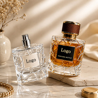 Nouveauté : Flacon de parfum de luxe en verre de 50 ml avec pulvérisateur à pompe, impression d'écran, logo personnalisé et emballage cadeau