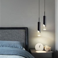 Lustre LED industriel nordique pour restaurant Tube en aluminium ultra-mince petite lampe suspendue forme longue