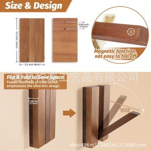 Solid Wood <b>Wall</b> Mounted Coat <b>Hooks</b> Rectangle Shape Eco Friendly Multi Purpose Storage Rack For Entryway Front Door Use - Product Image 3