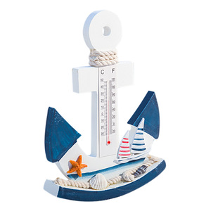 Termómetro de Madera Estilo Mediterráneo con Forma de Ancla, Decoración de Pared para el Hogar, Material de Pino, Forma Irregular, Pieza Única - Product Image 4