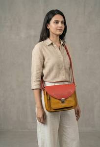 Women's Genuine <b>Leather</b> <b>Shoulder</b> <b>Bag</b> Multicolor With Lock Closure Minimalist Style Single Strap Daily Use - Product Image 5