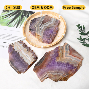 Oferta Especial: Rodaja de Ágata Mexicana Cristalizada Pulida a Mano, Losa de Ágata Púrpura para Decoración - Product Image 4