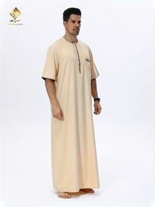 เสื้อโทบสีเบจสำหรับผู้ชาย แบรนด์อัลฮาราเมน แขนสั้น คอกลม ผ้าฝ้ายลำลอง สวมใส่ได้ทุกวัน สไตล์ตะวันออกกลาง ระบายอากาศได้ดี ทรงปกติ - Product Image 6