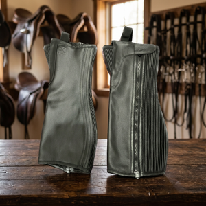 Demi-guêtres d'équitation pour hommes en cuir 100% anglais de haute qualité, personnalisables, avec fermeture éclair robuste, différentes tailles - Product Image 2