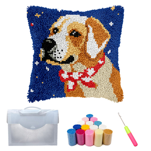 Custom Pattern DIY Dog Latch Hook Pillow Kit Handmade Home Decor Yarn Decoration Craft Gift Textile & Fabric Crafts