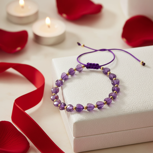 Bracelet en cristal d'améthyste naturelle en forme de cœur, tendance mode, thème amour, cadeaux pour la Saint-Valentin - Product Image 3