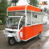 Camion de restauration rapide multifonctionnel commercial à 3 roues en acier inoxydable pour la vente de snacks, de boissons et de pizzas, crêpes, 1500W