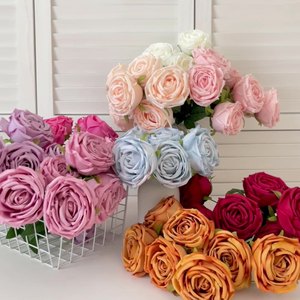 Arancione bruciato a 7 teste di seta rose di natale di nozze laurea decorazione artificiale fiore per festiva di capodanno decorazioni di Halloween - Product Image 5