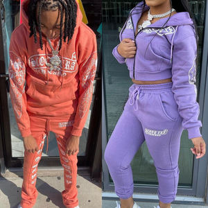 420 Gsm Boxy Fit Raw Hem Hoodie Solid Color Men Sweatsuit Sets Wholesale Jogging Suits Mens Sweatsuit Sets <strong>Tracksuits</strong> for Men - Product Image 2