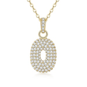 Factory Wholesale Cz Hip Hop Jewelry 14k Gold Filled Micro Pave Zircon Number 0 Pendant Necklace for Women - Product Image 5