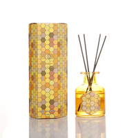 Flacon diffuseur de luxe de haute qualité en verre jaune vide, flacon diffuseur à bâtonnets rond de 100 ml avec boîte