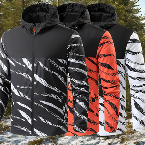 Wholesale <b>Lightweight</b> Woven Casual <b>Men's</b> Full Zipper Hooded Windbreaker <b>Jacket</b> Patchwork Camouflage Design Print Logo Outerwear - Product Image 2