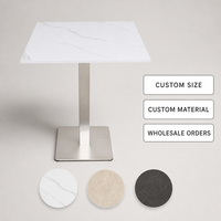 Table de salle à manger carrée personnalisable pour restaurant commercial, vente en gros d'usine.