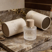 Flacons de parfum en verre givré de luxe vides avec atomiseur, 100ml, 50ml, 30ml, col serti, avec couvercle en bois et boîte