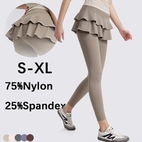 Leggings de Yoga YIYI de Cintura Alta 2 en 1 con Falda Plisada, Leggings Deportivos de Spandex para Tenis, Baile, Pickleball, con Falda Fluida para Mujer