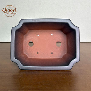 Pot de fleurs en céramique rectangulaire irrégulier de luxe, classique, cuite au feu de bois, avec trou de drainage pour le jardinage et la plantation - Product Image 5