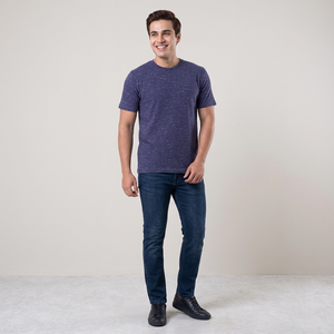T-shirt respirant en coton et polyester bleu marine avec logo personnalisé pour hommes et femmes, manches courtes, séchage rapide, usage unique, été frais - Product Image 1