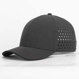 Custom Logo Men's 6 Panel Laser Cut Hole Perforated Performance Waterproof Hat Waterproof Quick Dry Sports Baseball Cap - Product Image 5